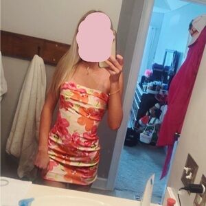 Floral Strapless Mini Dress